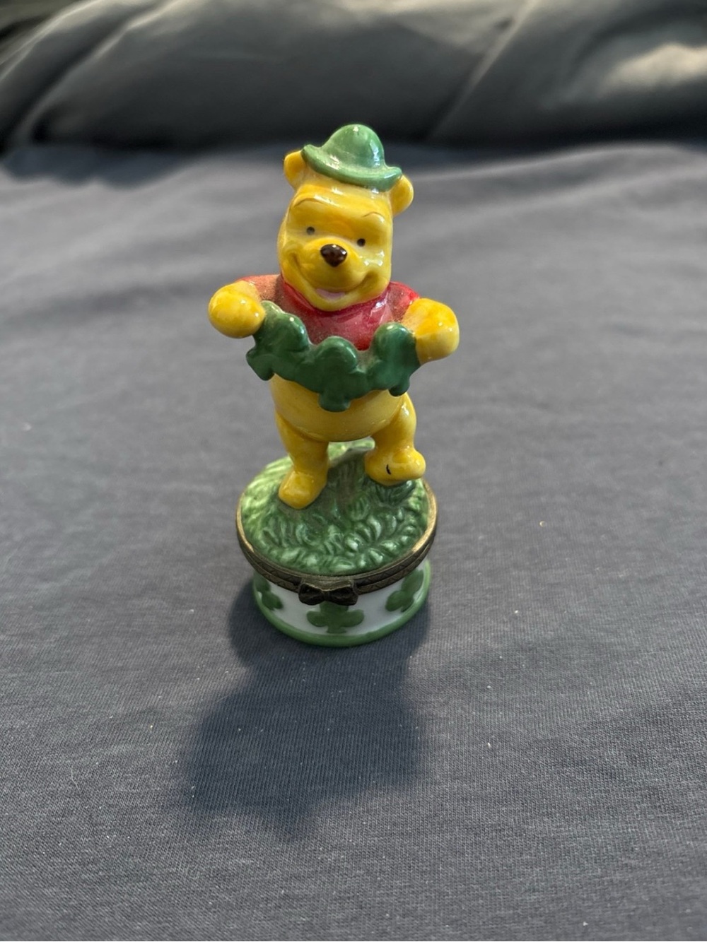 Yellow Winnie-the-Pooh St. Patrick's Decorative Trinket Box